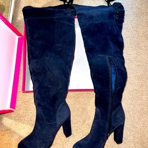 Navy blue thigh high heels
